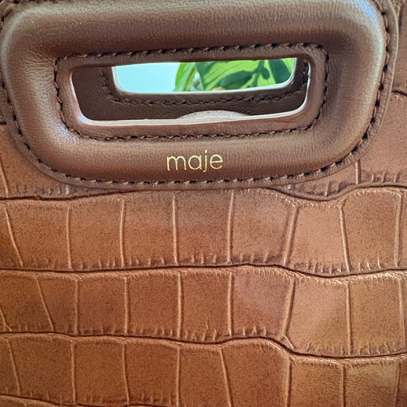 Maje Chocolate Croc-Embossed Fringe Mini Bag - Picture 3 of 5